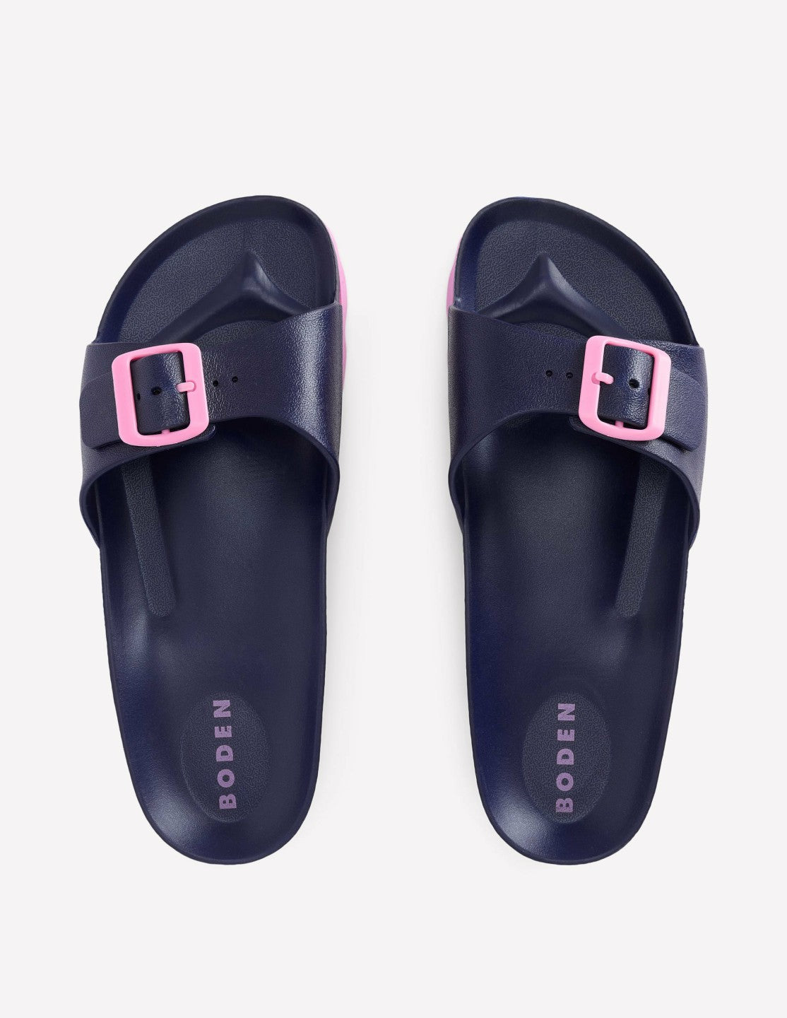 Lyla Single Buckle Sliders-Navy/Pink / Boden Discount