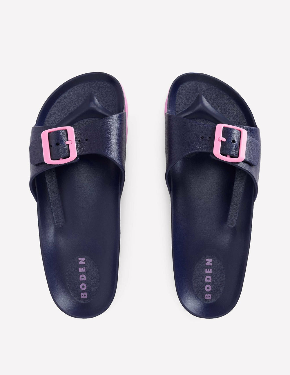 Lyla Single Buckle Sliders-Navy/Pink / Boden Discount