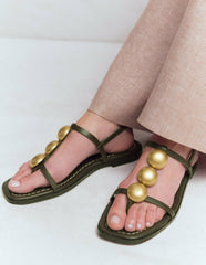 Disc Flat Sandals-Deep Olive / Boden Online