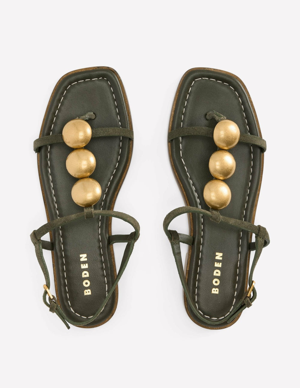 Disc Flat Sandals-Deep Olive / Boden Online