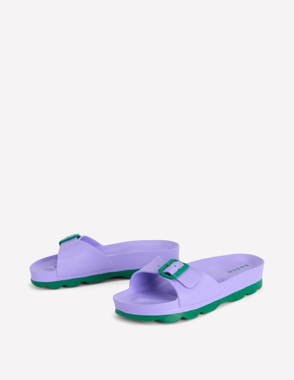 Lyla Single Buckle Sliders-Lilac/Green / Boden Online