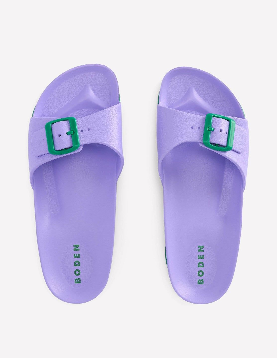 Lyla Single Buckle Sliders-Lilac/Green / Boden Online