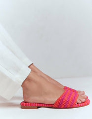 Trim Detail Flat Sandal-Pink Peony/Orange Stripe / Boden Discount