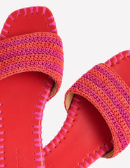 Trim Detail Flat Sandal-Pink Peony/Orange Stripe / Boden Discount