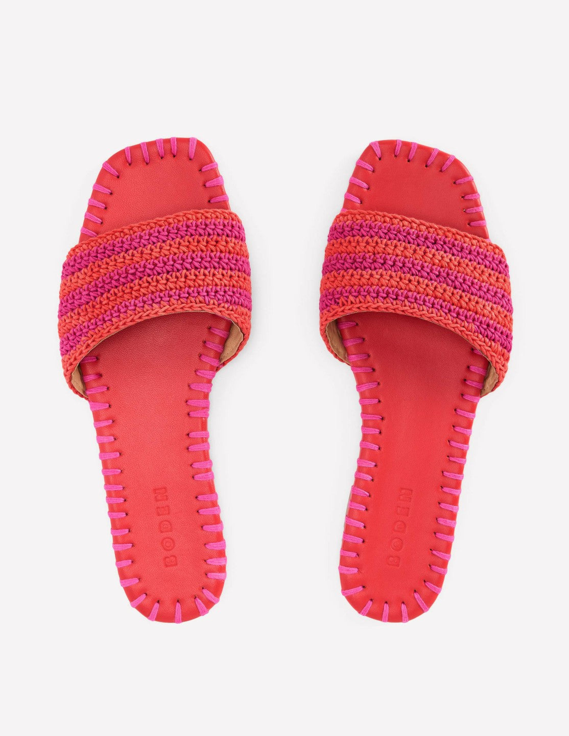 Trim Detail Flat Sandal-Pink Peony/Orange Stripe / Boden Discount