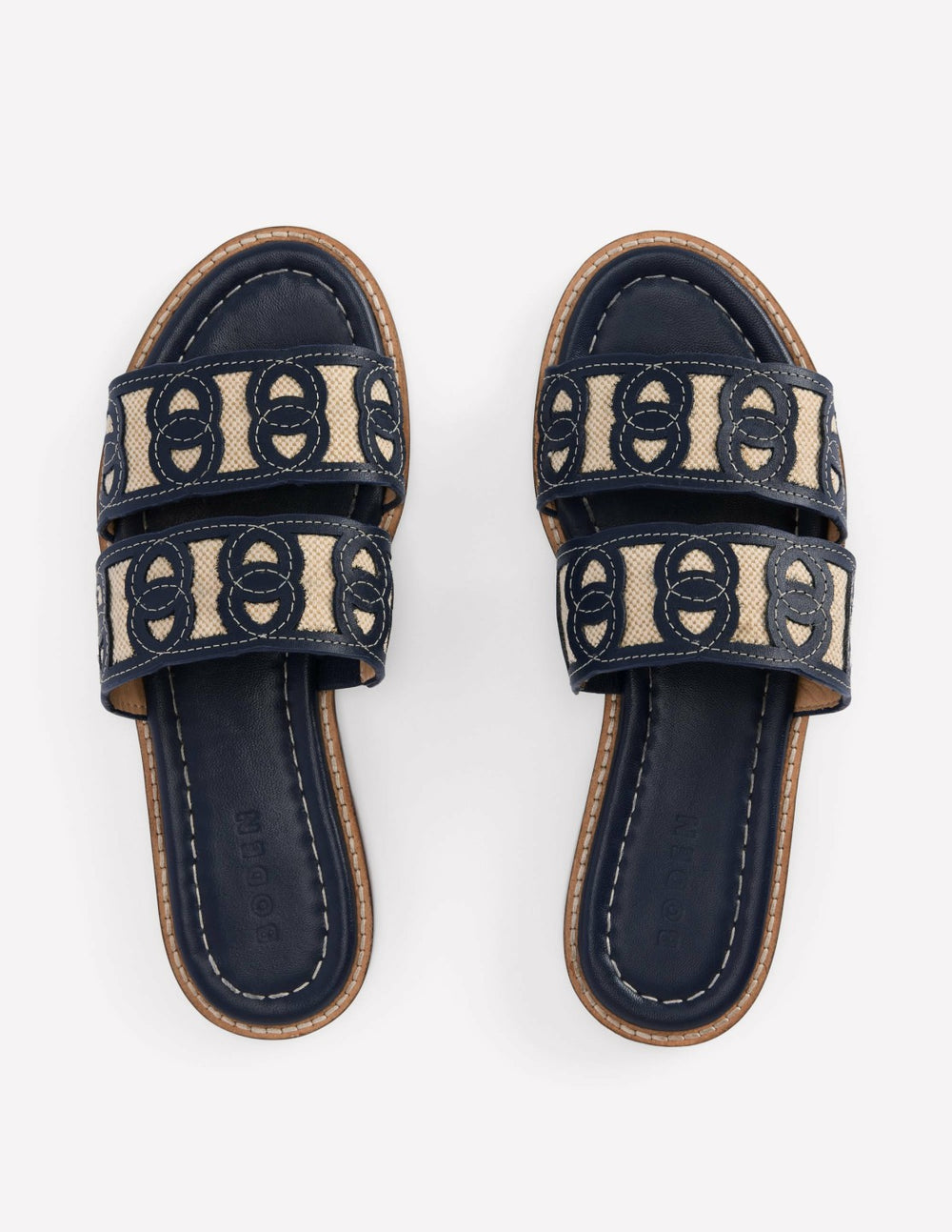 Interlocked Flat Sandal-Navy / Boden On sale