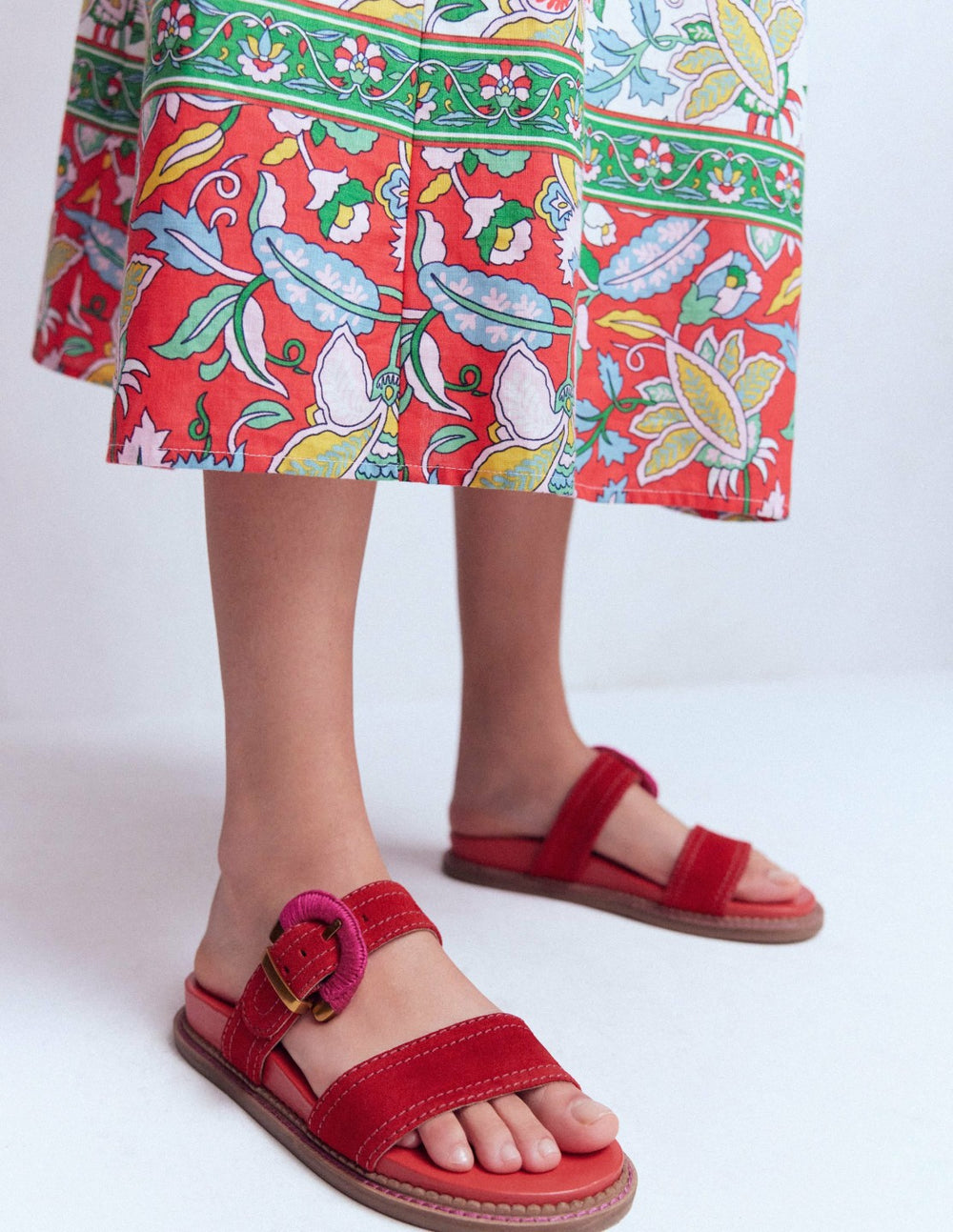 Caryl Double Strap Sandals-Post Box Red / Boden Sale