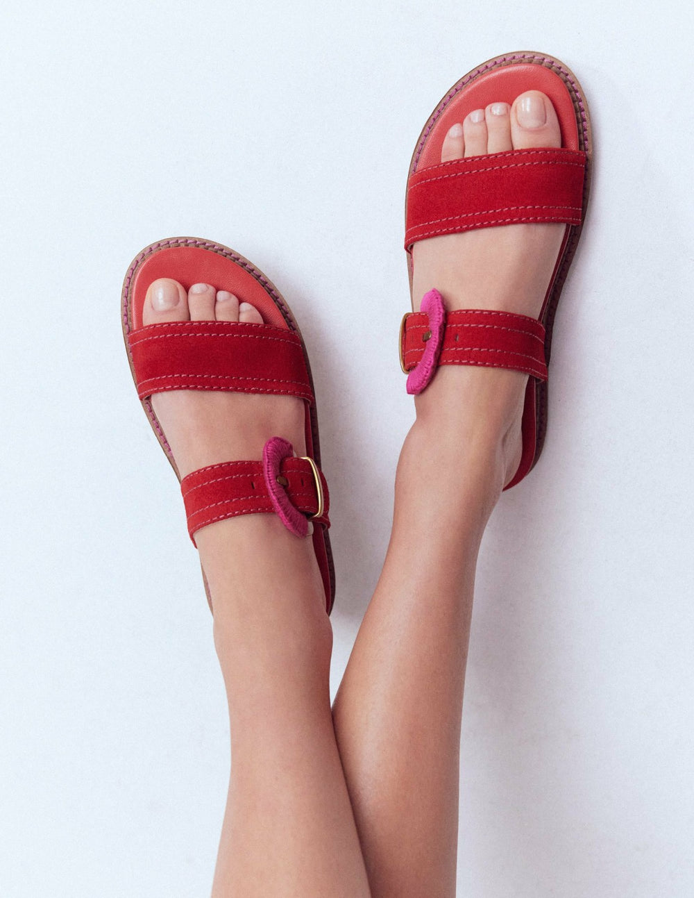Caryl Double Strap Sandals-Post Box Red / Boden Sale