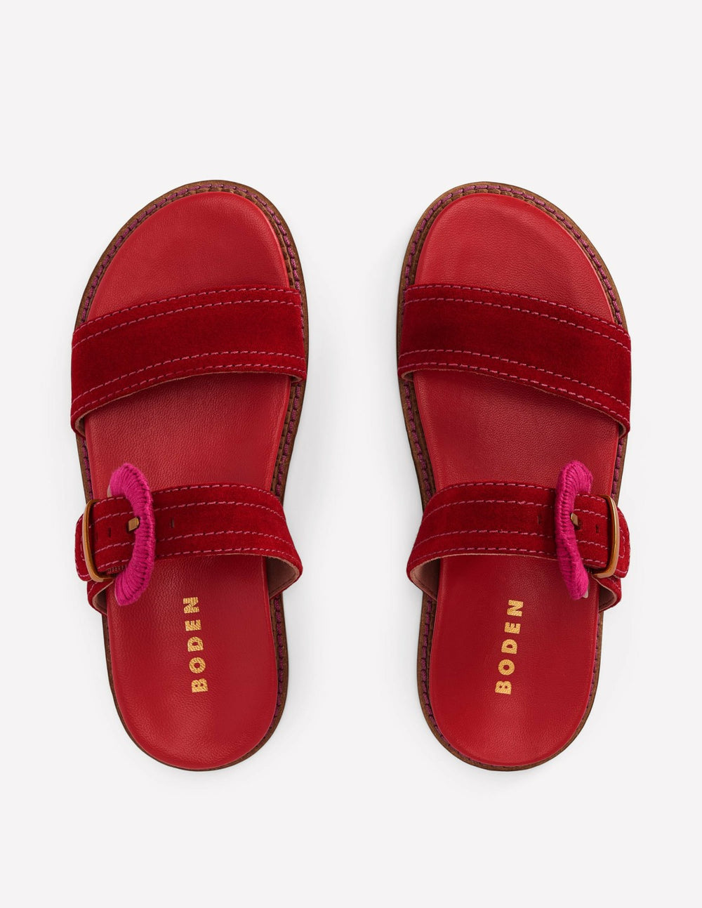 Caryl Double Strap Sandals-Post Box Red / Boden Sale
