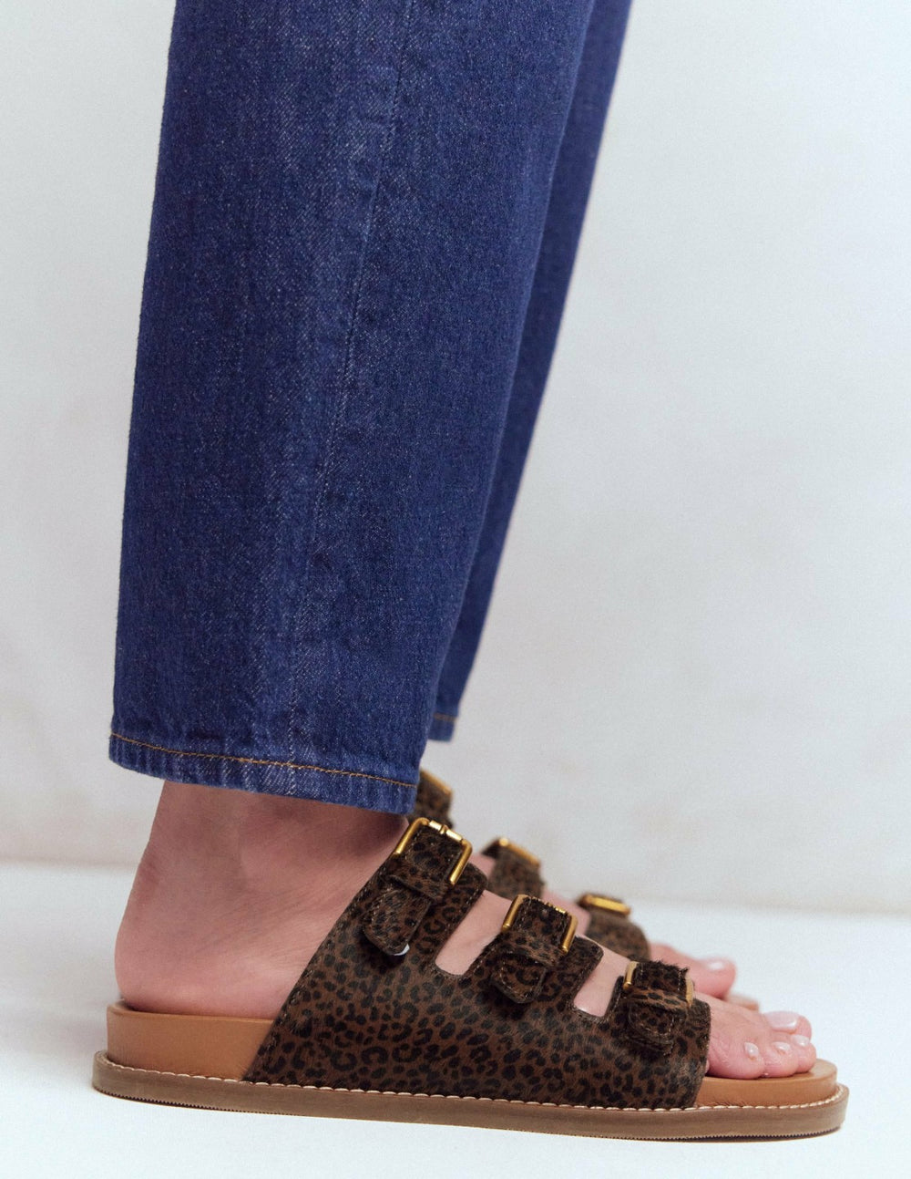 Triple Strap Footbed Sandal-Leopard / Boden Outlet