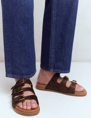 Triple Strap Footbed Sandal-Leopard / Boden Outlet