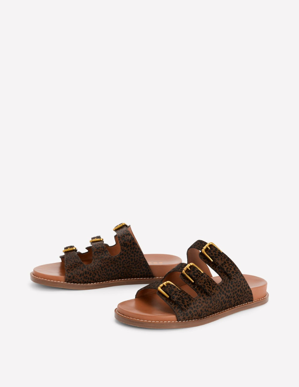 Triple Strap Footbed Sandal-Leopard / Boden Outlet