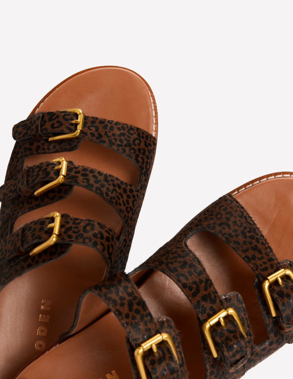 Triple Strap Footbed Sandal-Leopard / Boden Outlet