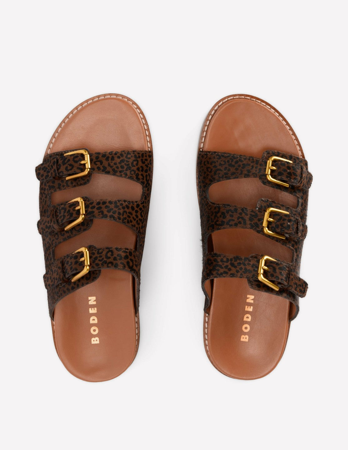 Triple Strap Footbed Sandal-Leopard / Boden Outlet
