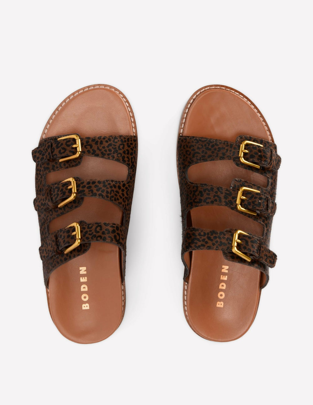 Triple Strap Footbed Sandal-Leopard / Boden Outlet