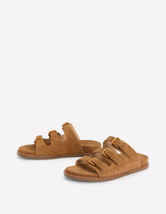 Triple Strap Footbed Sandal-Tan / Boden Discount