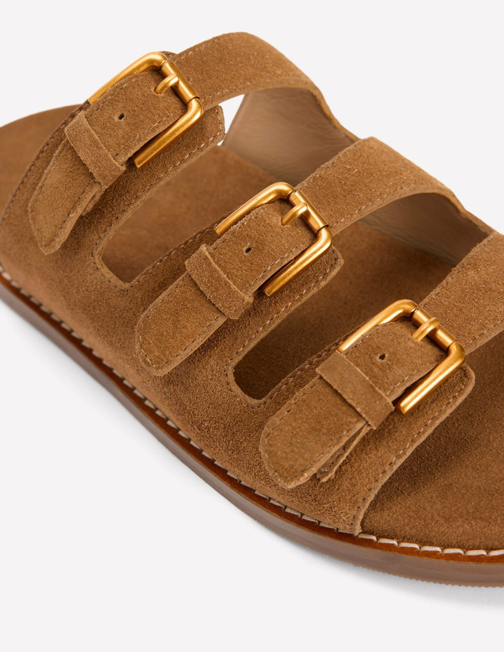 Triple Strap Footbed Sandal-Tan / Boden Discount