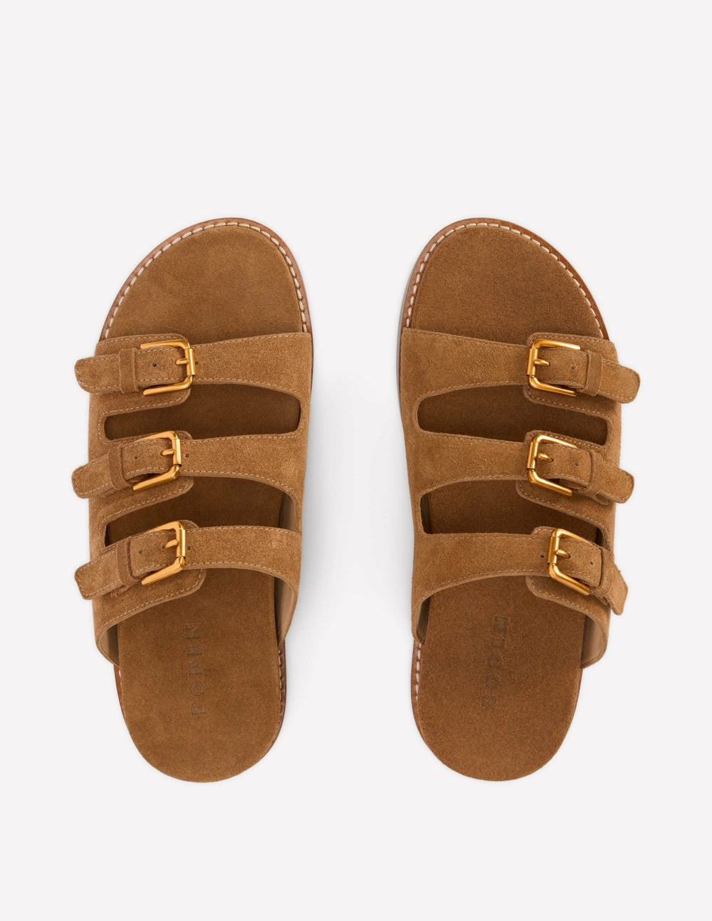 Triple Strap Footbed Sandal-Tan / Boden Discount