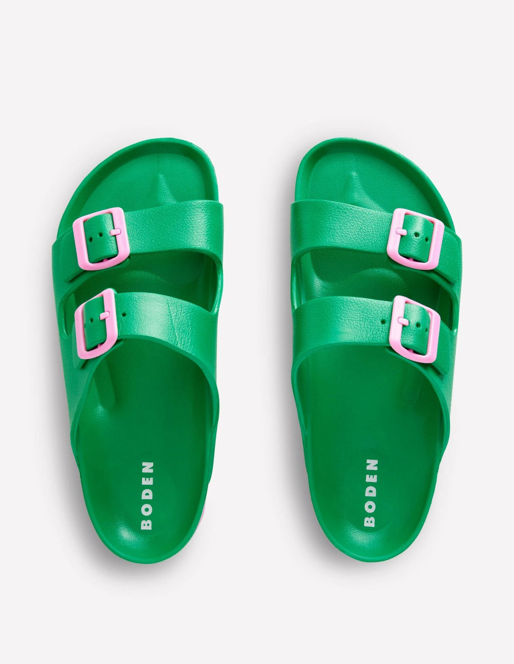 Lyla Double Buckle Sliders-Rich Emerald/Soft Pink / Boden