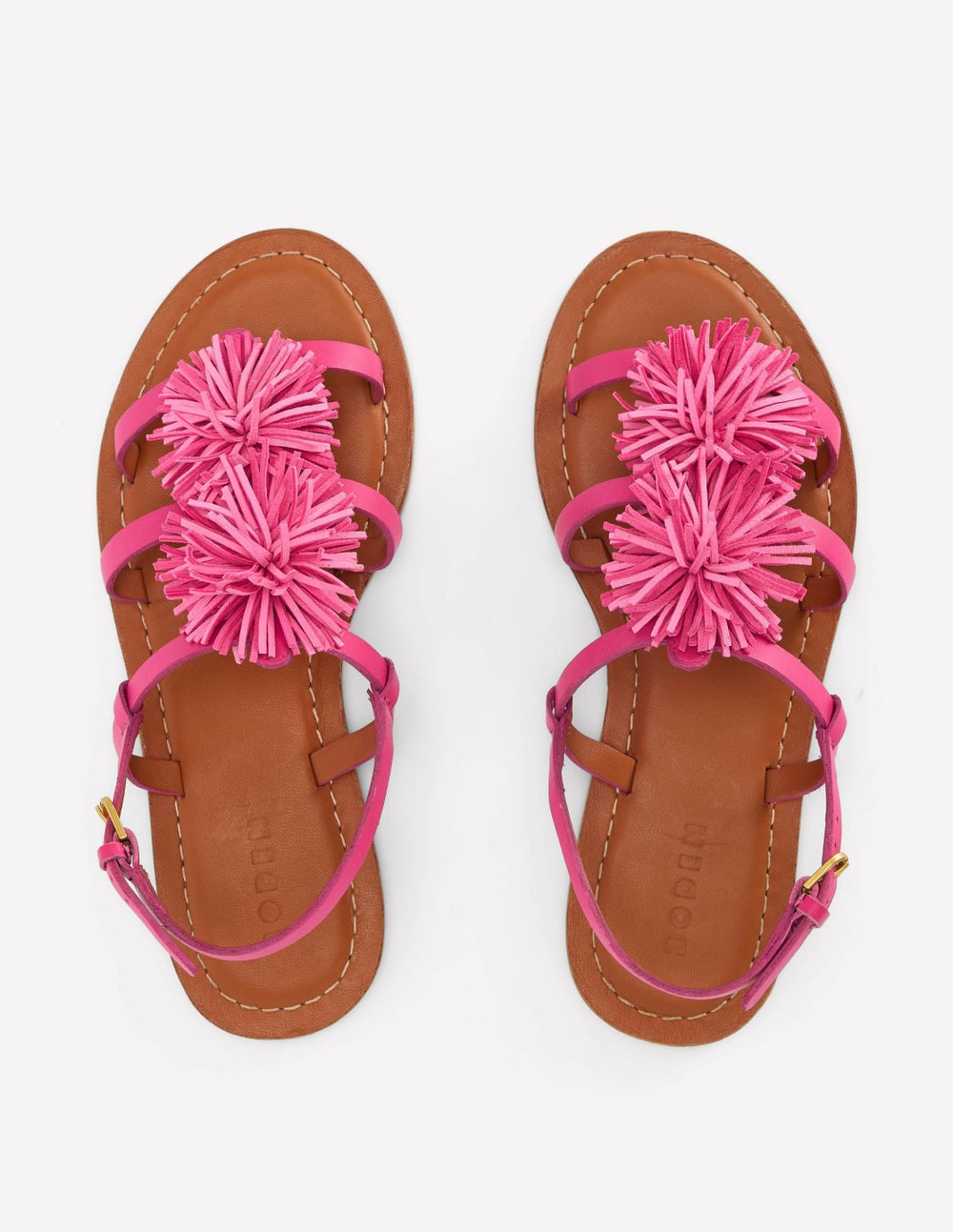 Pom Pom Flat Sandals-Pink / Boden Sale