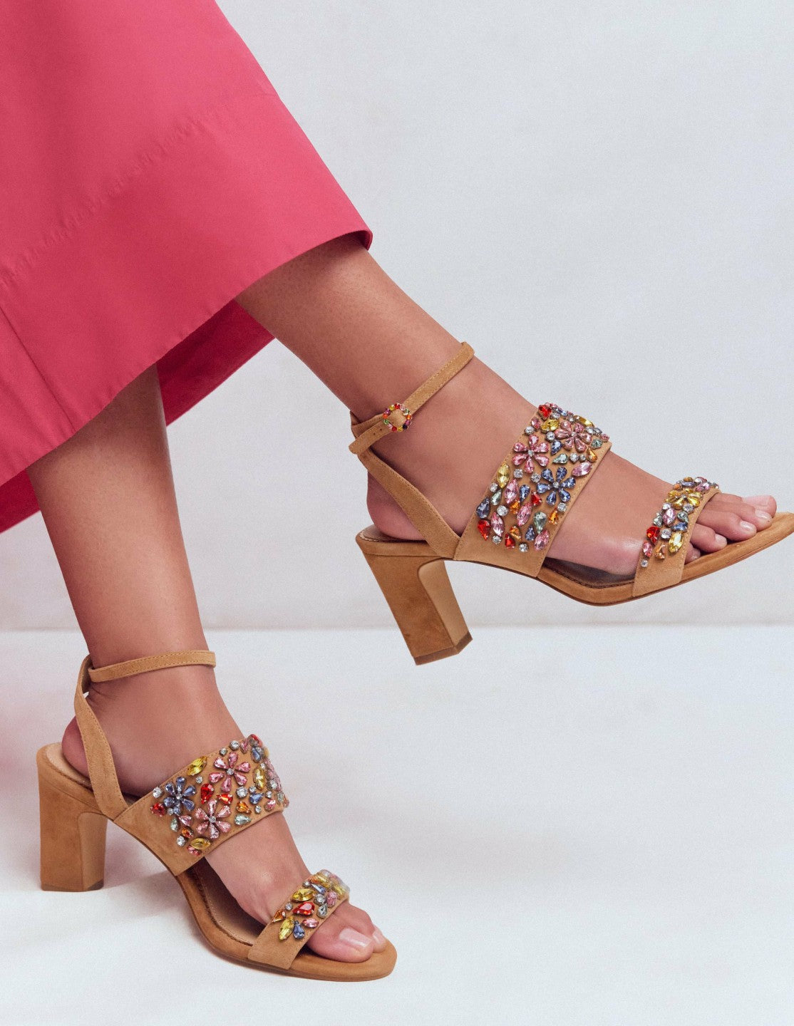 Embellished Block Heel Sandal-Tan Embellished / Boden us
