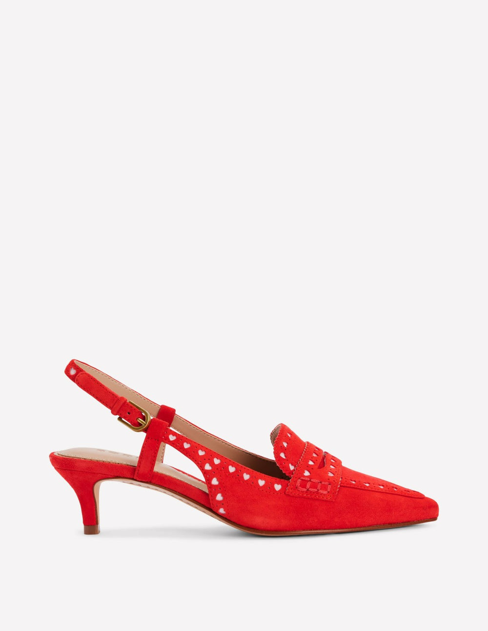 Brogue Slingback Kitten Heel-Red / Boden Discount