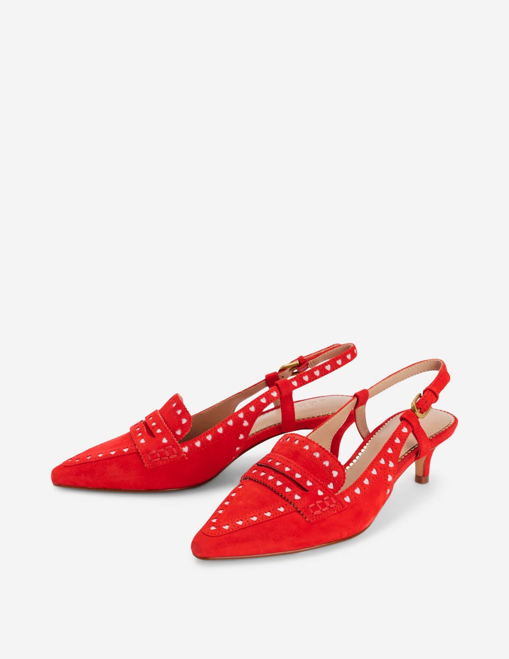 Brogue Slingback Kitten Heel-Red / Boden Discount
