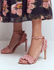 Pleat Detail Heeled Sandal-Almond Pink / Boden On sale