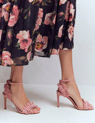 Pleat Detail Heeled Sandal-Almond Pink / Boden On sale
