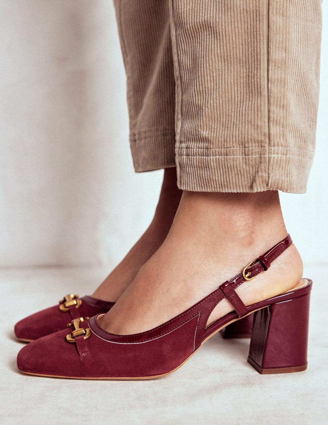 Iris Snaffle Slingback Heels-Oxblood / Boden