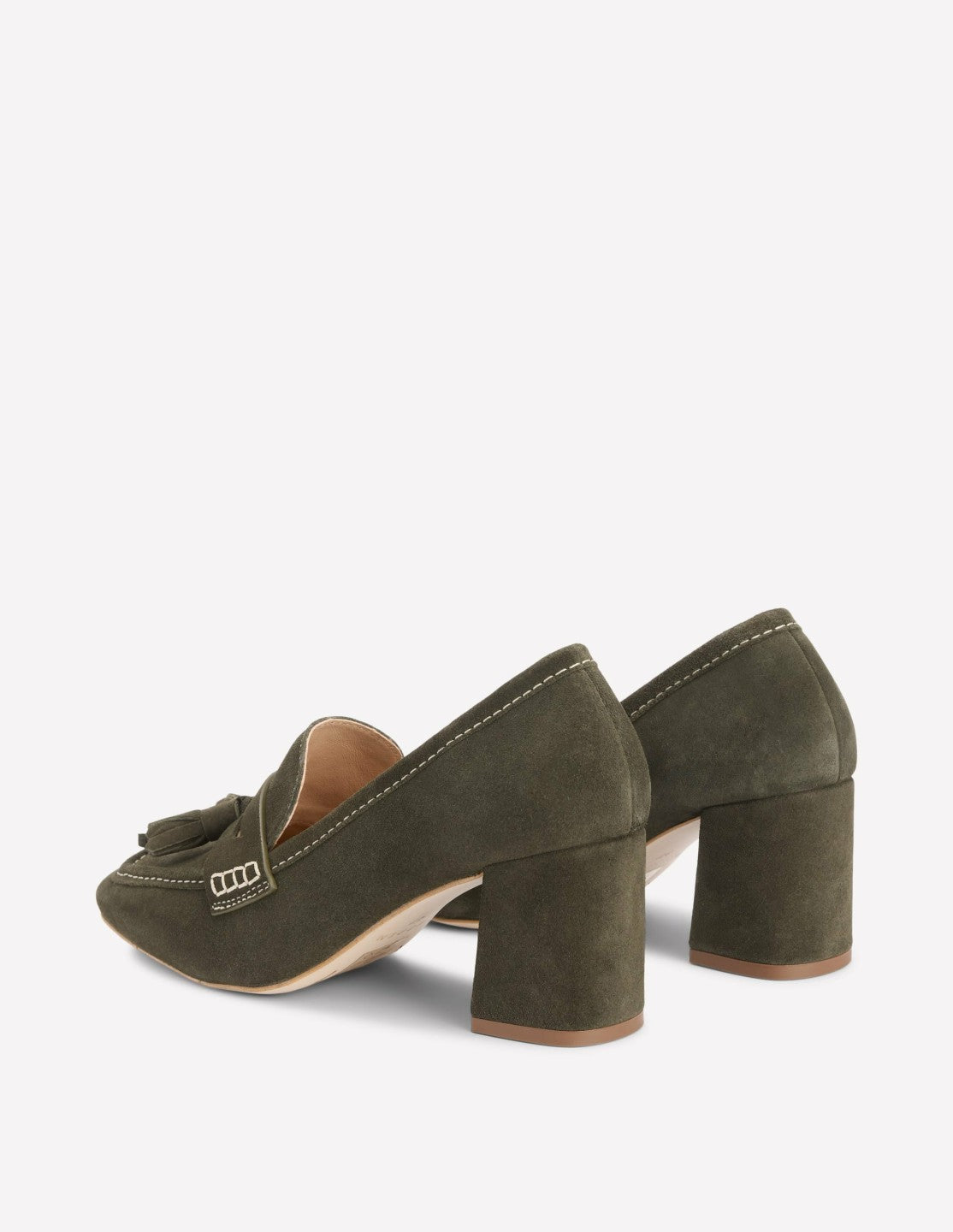Sol Block Heeled Penny Loafers-Dark Moss / Boden Discount
