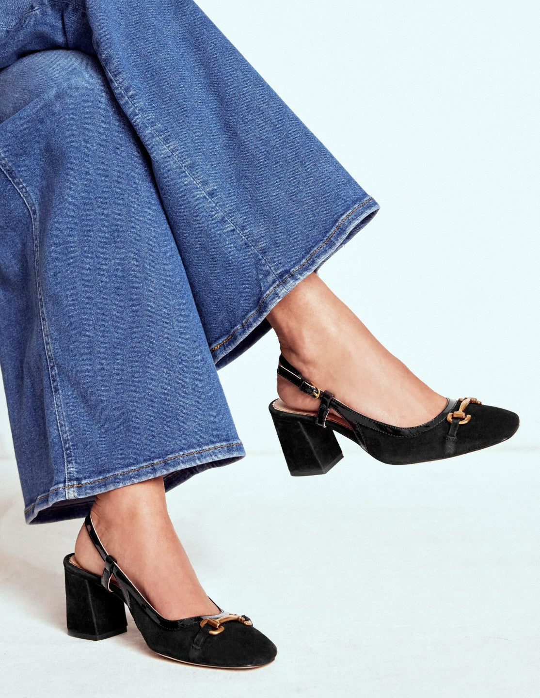 Iris Snaffle Slingback Heels-Black / Boden