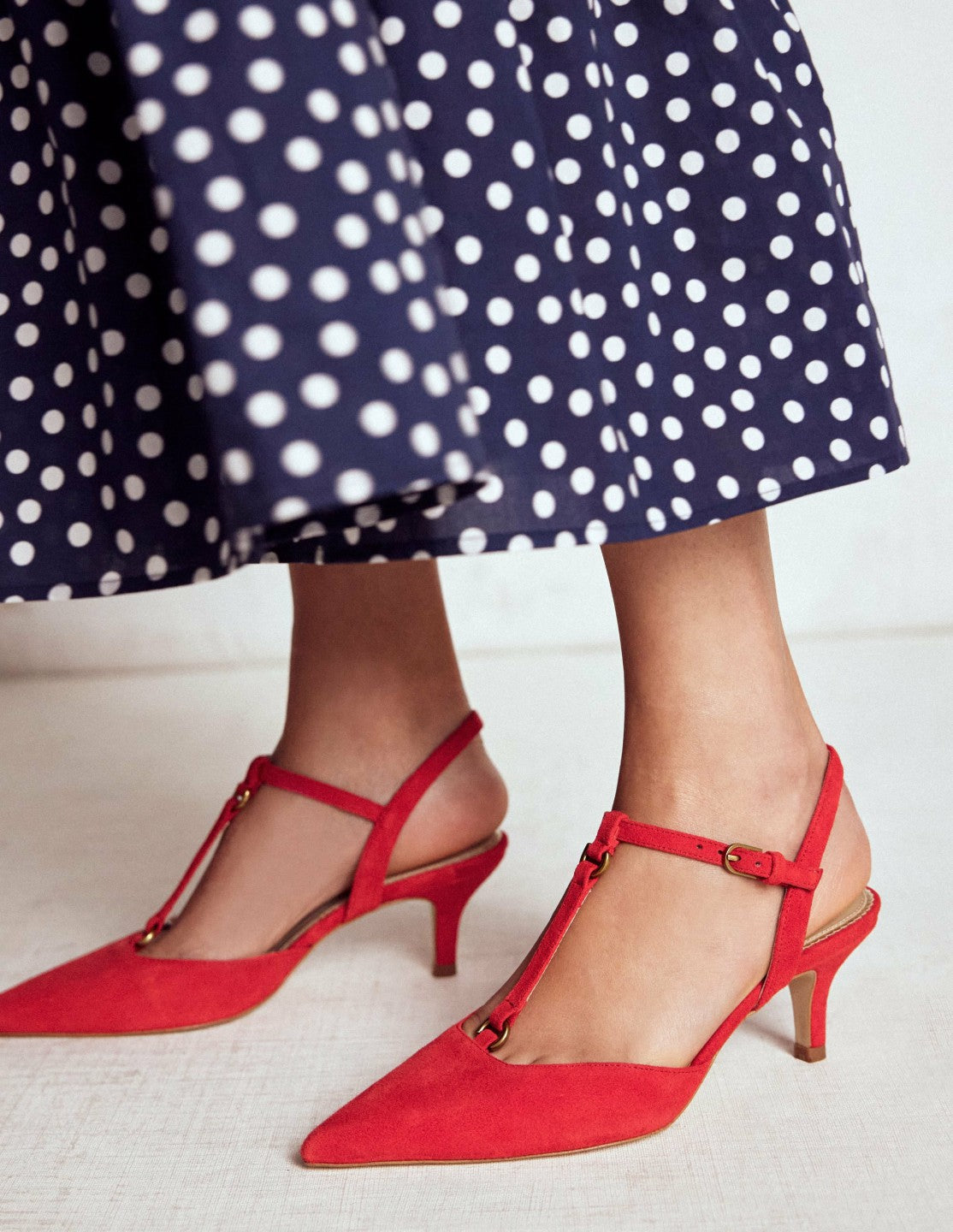 T-Bar Point Heels-Post Box Red / Boden Sale