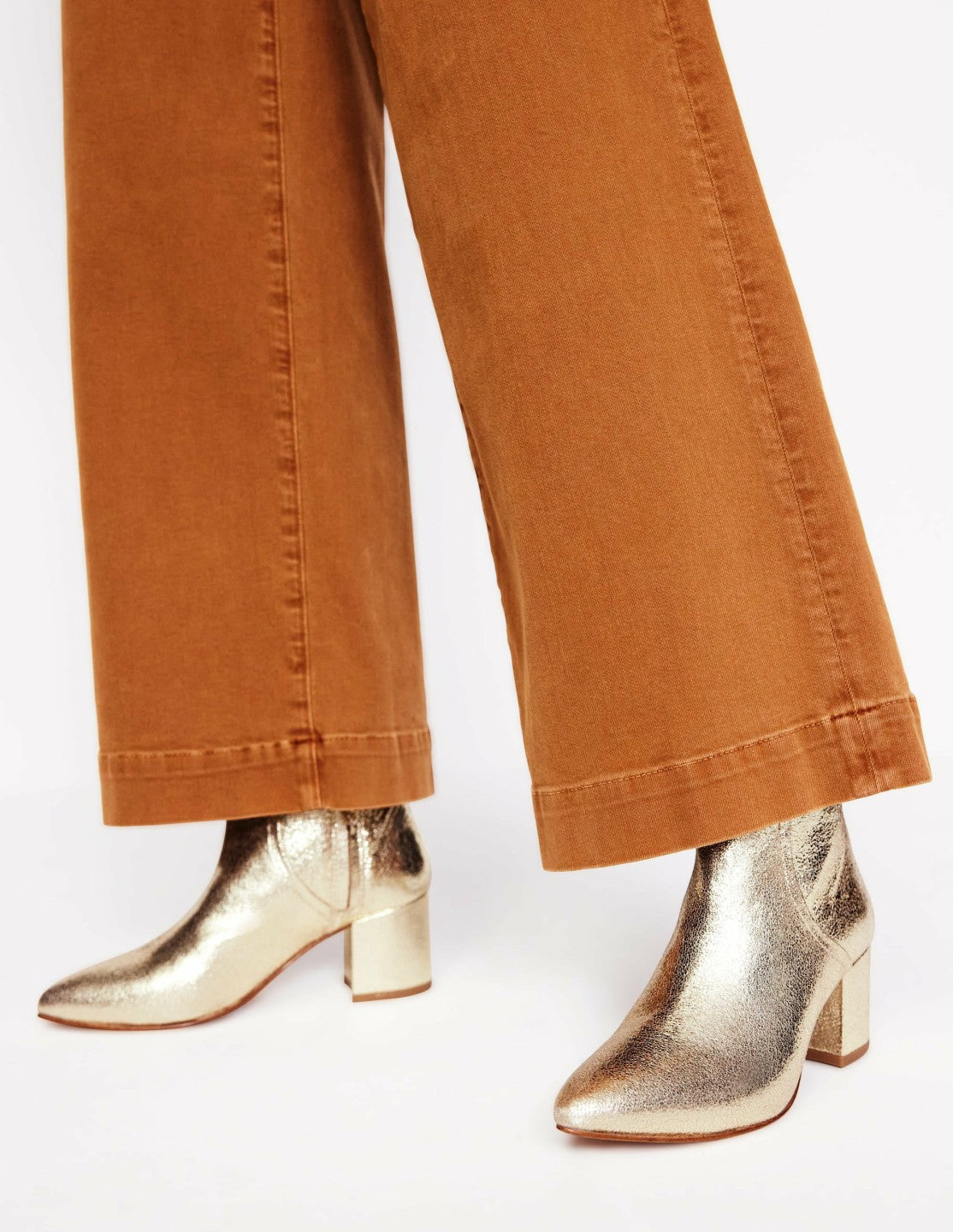 Block Heel Leather Ankle Boots-Gold / Boden Online