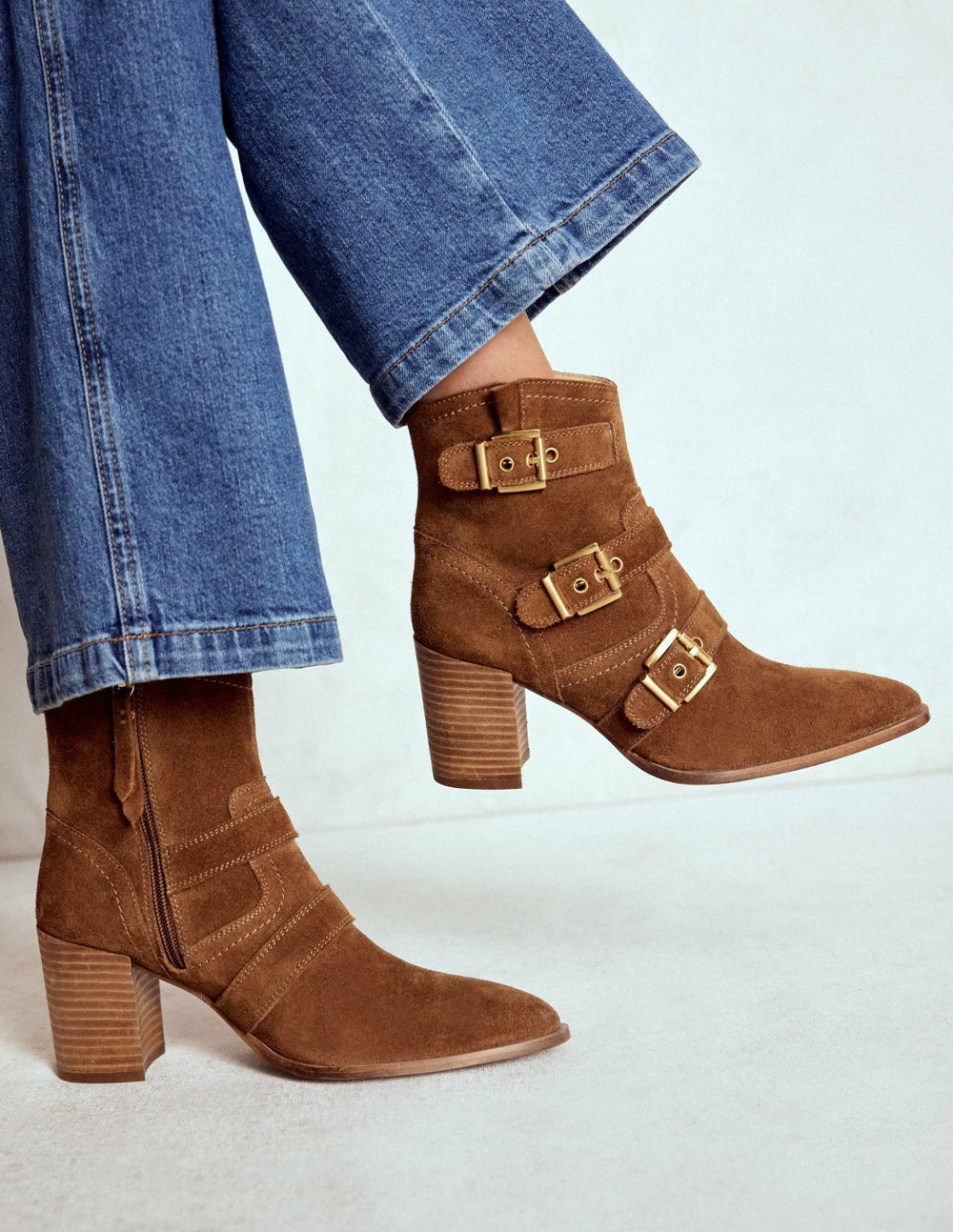 Heeled Buckled Ankle Boot-Cognac / Boden Discount