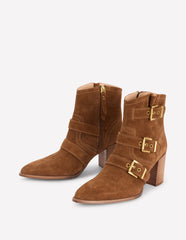 Heeled Buckled Ankle Boot-Cognac / Boden Discount