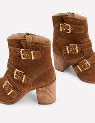Heeled Buckled Ankle Boot-Cognac / Boden Discount