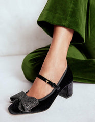 Embellished Bow Block Heels-Black / Boden On sale
