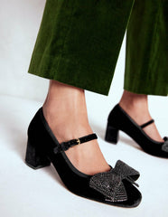 Embellished Bow Block Heels-Black / Boden On sale