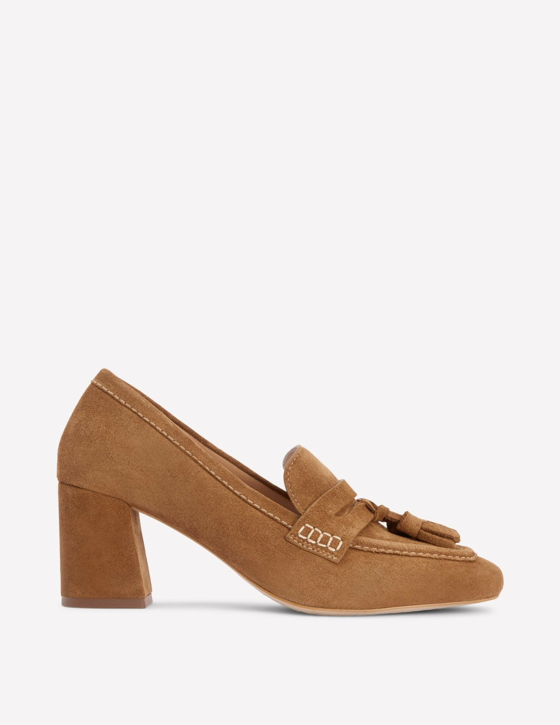 Sol Block Heeled Penny Loafers-Tan / Boden us