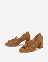Sol Block Heeled Penny Loafers-Tan / Boden us