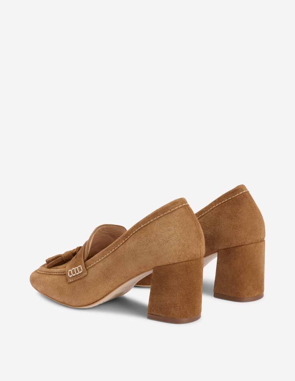 Sol Block Heeled Penny Loafers-Tan / Boden us