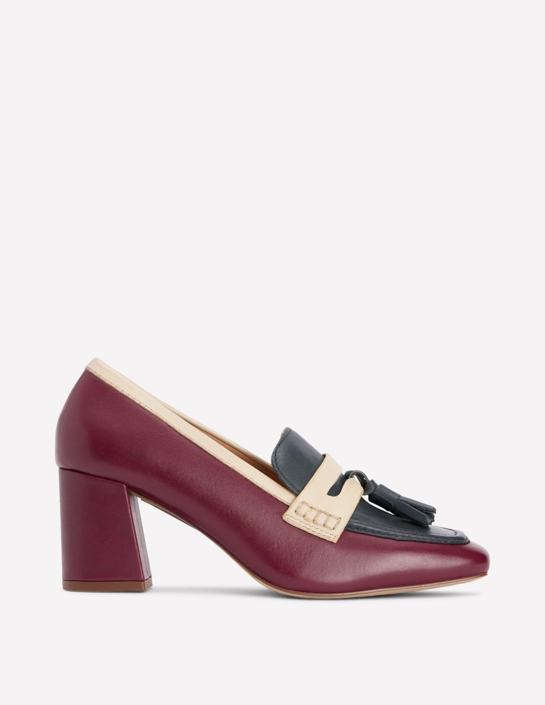 Sol Block Heeled Penny Loafers-Oxblood / Boden