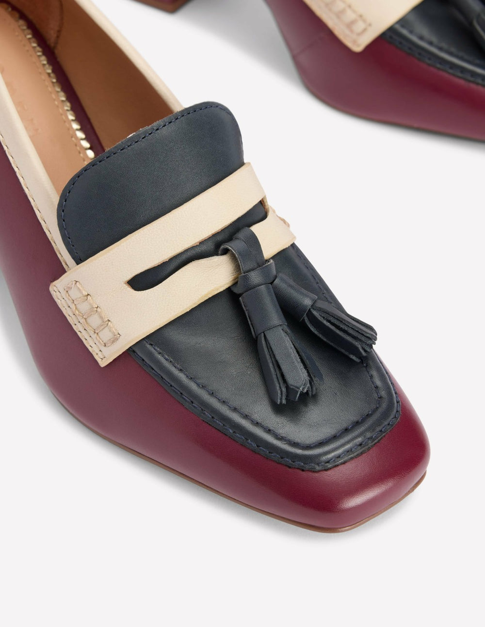 Sol Block Heeled Penny Loafers-Oxblood / Boden