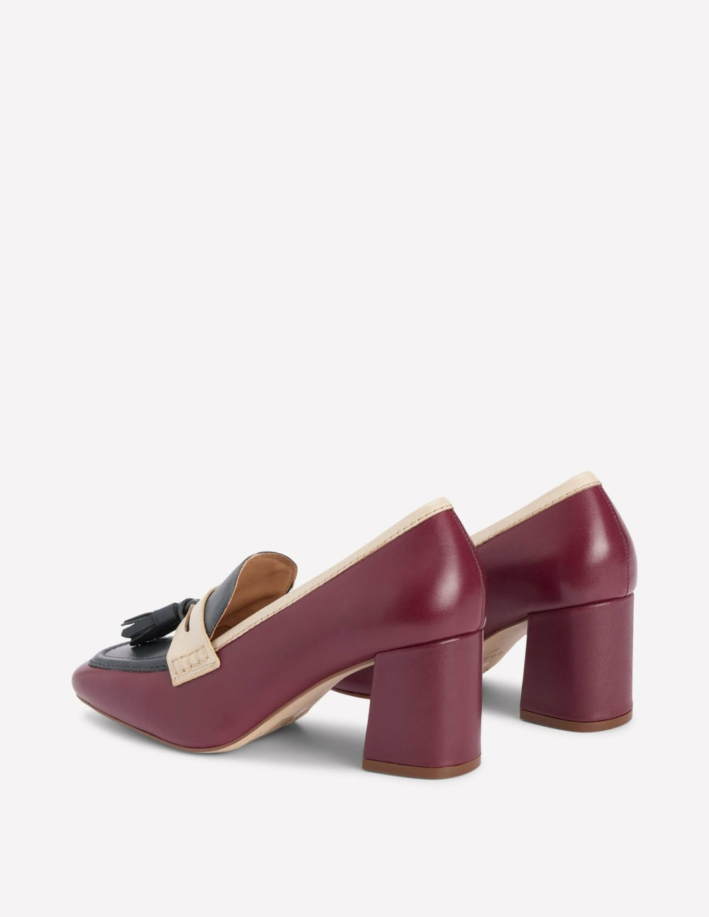 Sol Block Heeled Penny Loafers-Oxblood / Boden