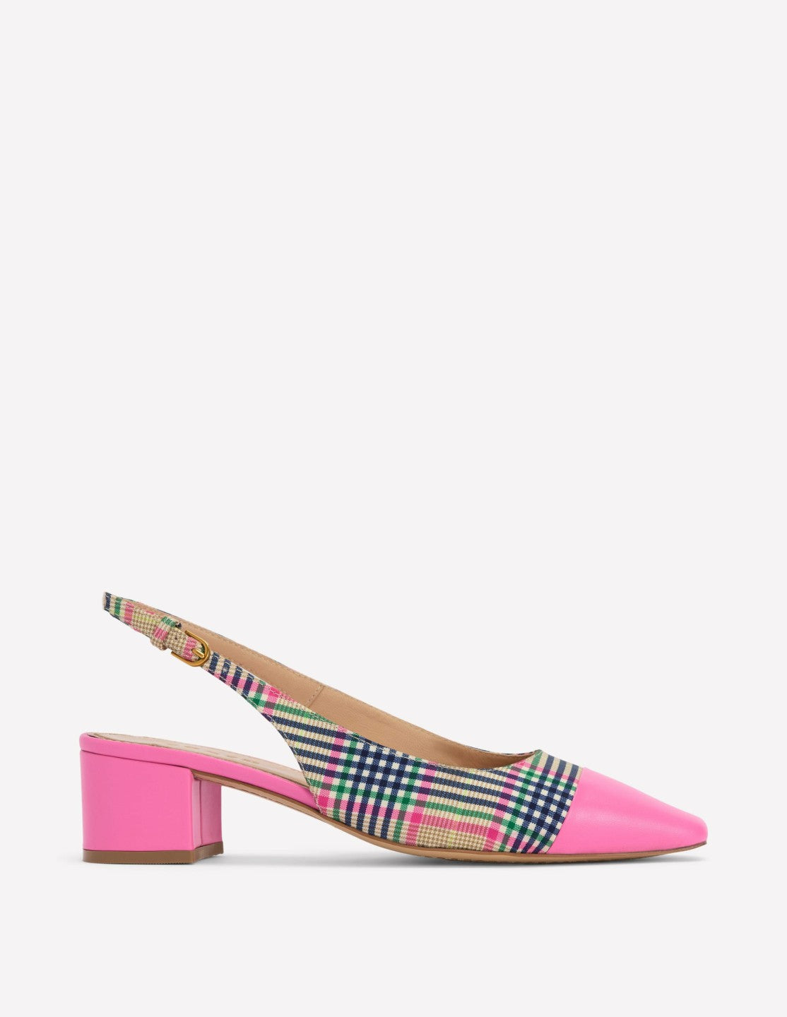 Ailsa Block Heel Slingbacks-Multi Check / Boden Online