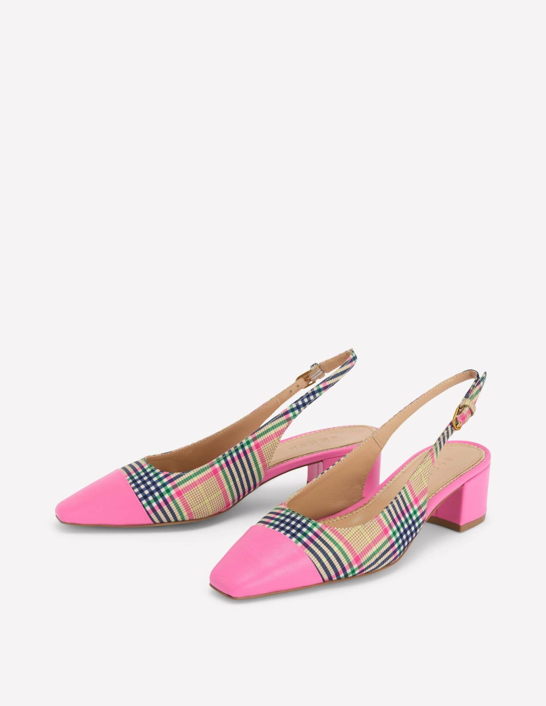 Ailsa Block Heel Slingbacks-Multi Check / Boden Online