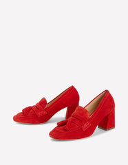 Sol Block Heeled Penny Loafers-Red / Boden On sale