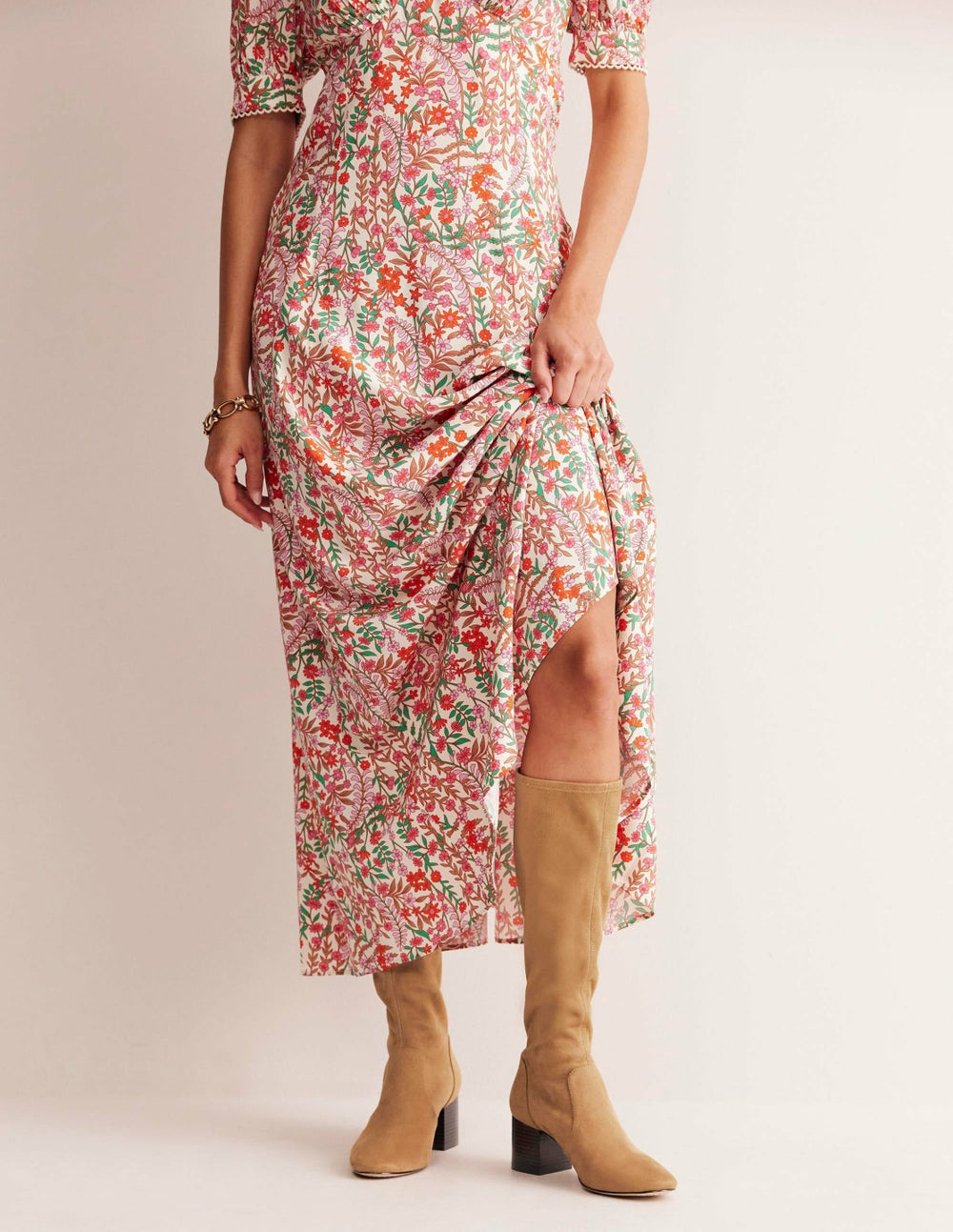 Stretch Knee Heel Boots-Acorn / Boden Sale