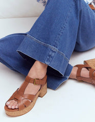 T-bar Wedge Sandals-Tan / Boden Outlet